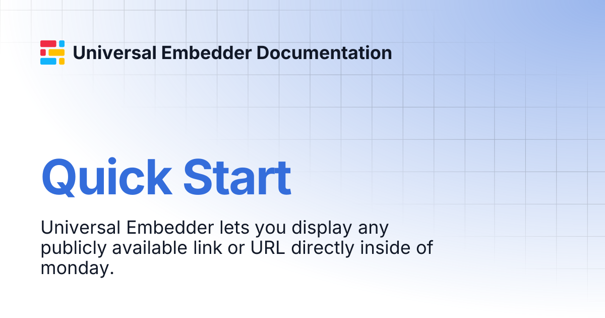 Quick Start | Universal Embedder Documentation